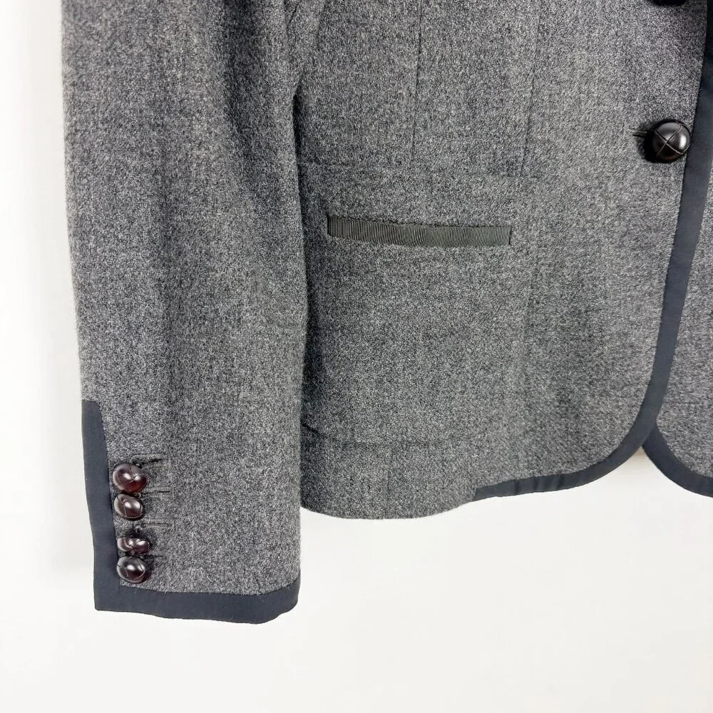 J. Crew Professor Blazer Women's Size 12 Grey Black Wool Jacket Schoolboy Preppy - Picture 3 of 14